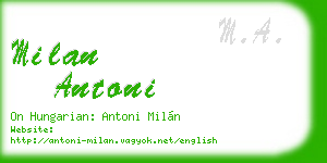 milan antoni business card