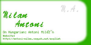 milan antoni business card